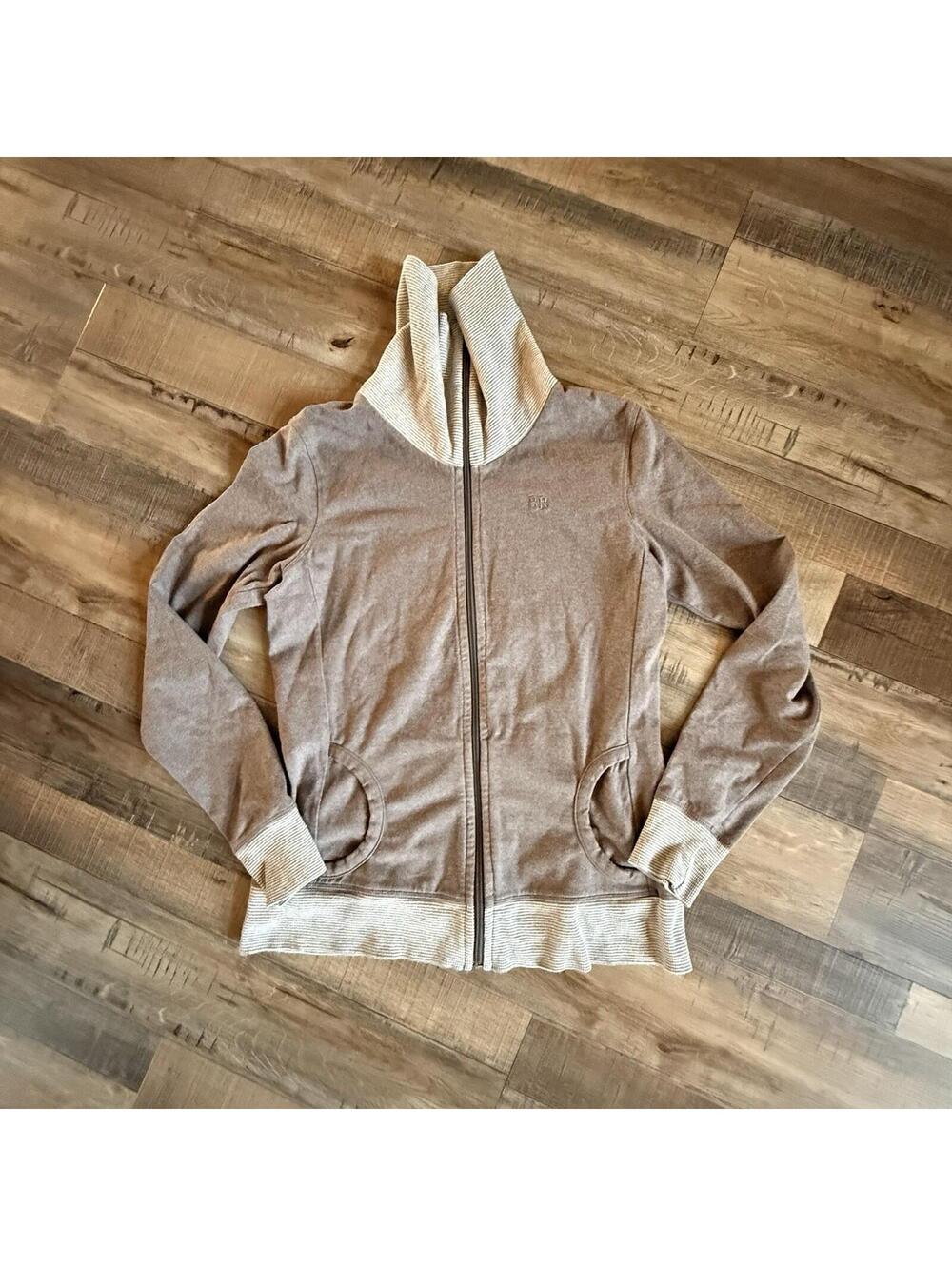 VTG Banana Republic Zip Up Sweatshirt Women Small Funnel‎ Neck Brown Casual Y2K